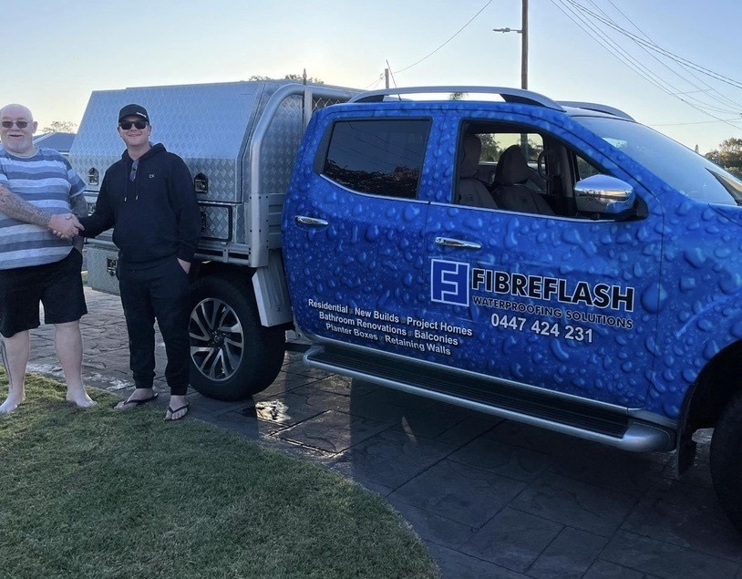 The Fibreflash Waterproofing Solutions ute on site
